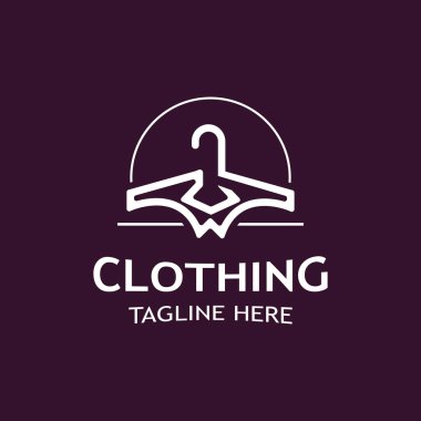 Giyim ve moda logosu tasarım askısı konsepti, yaratıcı basit moda mağazası moda vektör güzelliği.