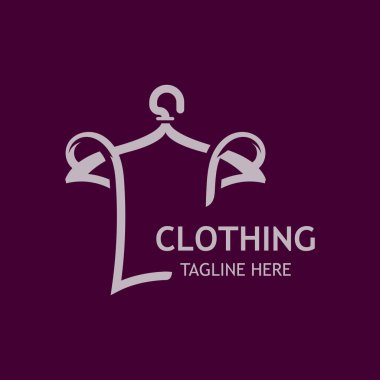 Giyim ve moda logosu tasarım askısı konsepti, yaratıcı basit moda mağazası moda vektör güzelliği.