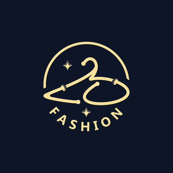 Abbigliamento Moda Logo Design Hanger Concept Creativo Semplice Moda Negozio — Vettoriale Stock
