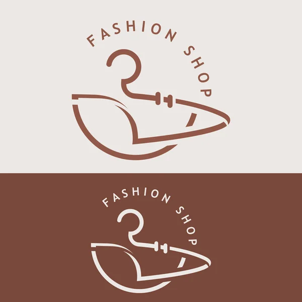 Ropa Moda Logotipo Diseño Percha Concepto Creativo Simple Tienda Moda — Vector de stock
