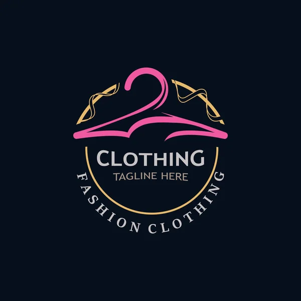 Clothing Fashion Logo Design Hanger Concept Creative Simple Fashion Shop — Stock Vector