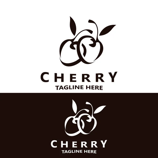 Red Cherry Fruit Logo Vector Illustration Fruit Business Design — Stock Vector