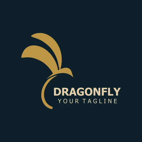 Dragonfly Logotipo Design Moderno Elegante Estilo Cor Minimalista Monoline Ilustração — Vetor de Stock