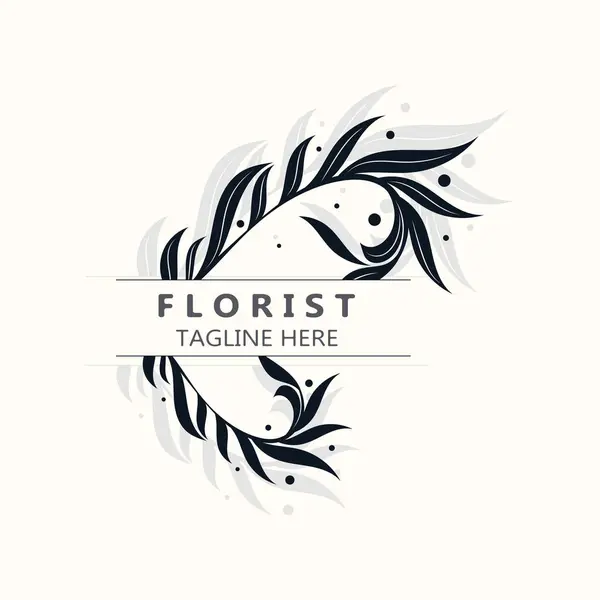 Casamento Florista Logotipo Bela Folha Floral Flor Vetor Arte Ícone — Vetor de Stock