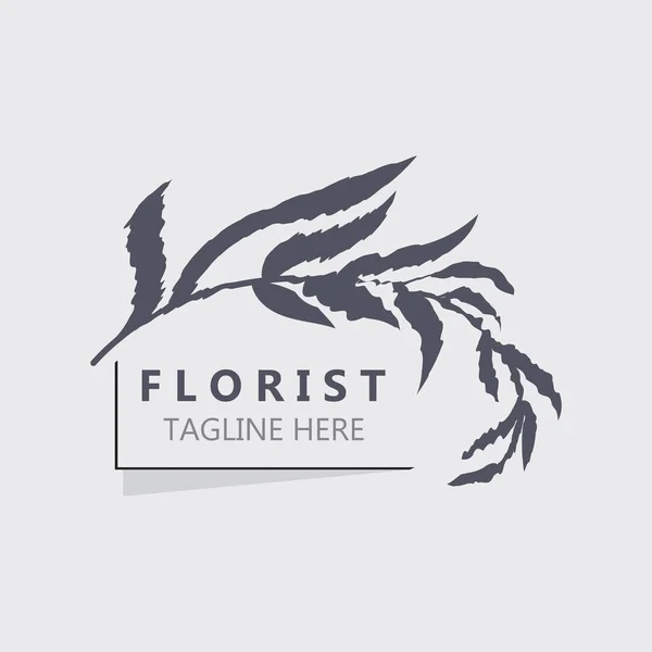 Svatba Květinářství Logo Krásný Květinový List Květinový Vektor Umění Ikona — Stockový vektor