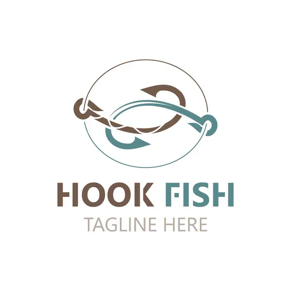 Hook Fishing Logo Simple Modern Vintage Rustic Vector Design Style — Stock Vector