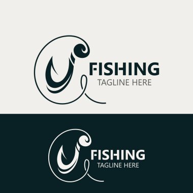 Kanca Balıkçılık logosu sade ve modern klasik kırsal vektör tasarım biçimi örnekleme