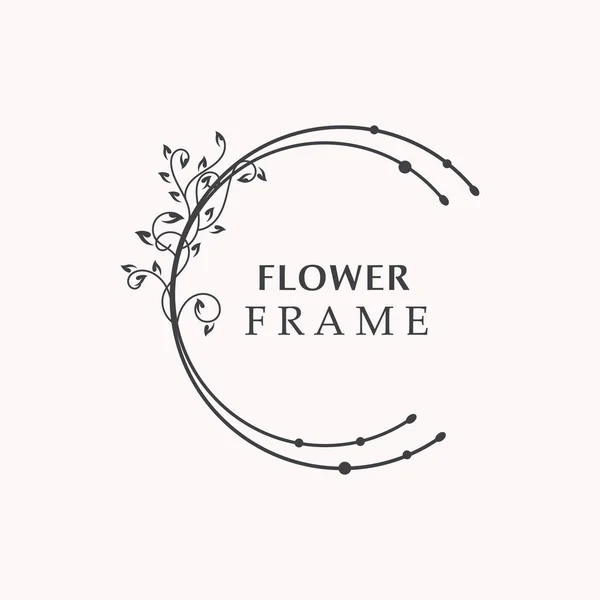 Floral Marco Flor Forma Redonda Emblema Logotipo Aislado Sobre Fondo Vector De Stock