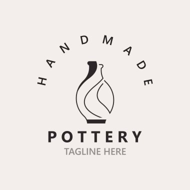 Çömlek logosu tasarımı el yapımı, yaratıcı geleneksel kupa sanatları kavramı ilham doğa atölyesi