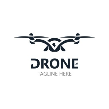 Drone aerial with camera vector template icon. logo photography drone vector. quadcopter flat style illustration