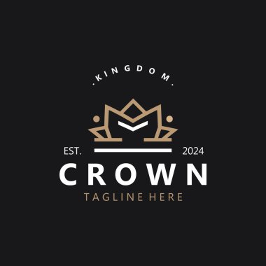 Crown logosu basit tasarım şablonu. Kraliyet Logosu Kraliyet Kraliçesi konsept simgesi simgesi