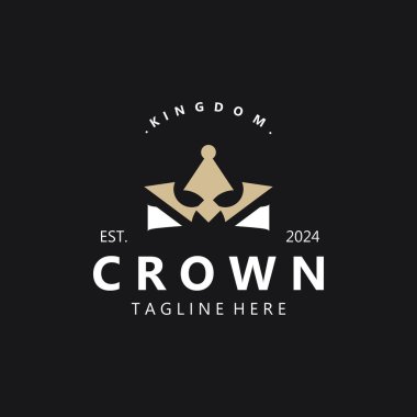 Crown logosu basit tasarım şablonu. Kraliyet Logosu Kraliyet Kraliçesi konsept simgesi simgesi