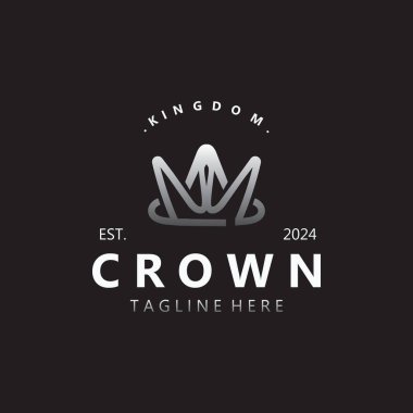 Crown logosu basit tasarım şablonu. Kraliyet Logosu Kraliyet Kraliçesi konsept simgesi simgesi