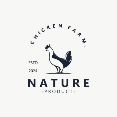 Tavuk çiftliği logosu tasarımı, manavlar için hayvan ikonu, kasap dükkanı, çiftçi pazarı yaşam şablonu