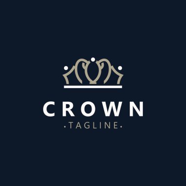 Crown logo vintage tasarımı. Premium Kral modern lüks marka konsepti sembolü