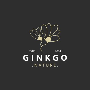 Ginkgo biloba yaprağı logosu. bitkisel sağlık ürünleri modern stil logo tasarım şablonu için kullanılabilir