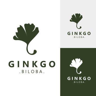 Ginkgo biloba yaprağı logosu. bitkisel sağlık ürünleri modern stil logo tasarım şablonu için kullanılabilir