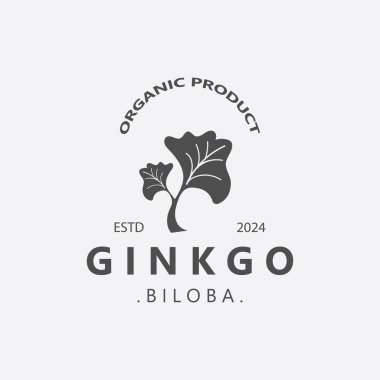 Ginkgo biloba yaprağı logosu. bitkisel sağlık ürünleri modern stil logo tasarım şablonu için kullanılabilir