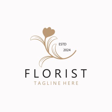 Çiçek logosu, çiçek amblemi. Kozmetik, kaplıca, güzellik salonu kimliği, butik ve düğün davetiyeleri.