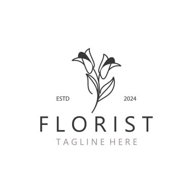 Çiçek logosu, çiçek amblemi. Kozmetik, kaplıca, güzellik salonu kimliği, butik ve düğün davetiyeleri.