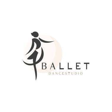 Bale stüdyosu logosu tasarımı. Dans sınıfındaki bir kızın silüeti soyut figür çizimi
