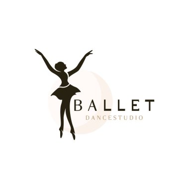 Bale stüdyosu logosu tasarımı. Dans sınıfındaki bir kızın silüeti soyut figür çizimi