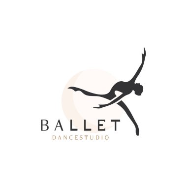 Bale stüdyosu logosu tasarımı. Dans sınıfındaki bir kızın silüeti soyut figür çizimi
