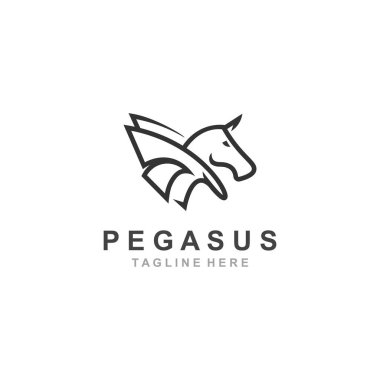 Pegasus horse Logo minimalist, Line art, Modern simple mascot, Mystic premium emblem clipart