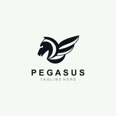 Pegasus horse Logo minimalist, Line art, Modern simple mascot, Mystic premium emblem clipart