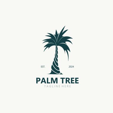 Palmiye ağacı basit ve modern premium logo tasarımı. Soyut simge Palm Beach illüstrasyonu