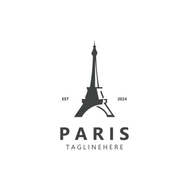 Tower Paris Fransa Kara Siluet logo tasarım şablonu