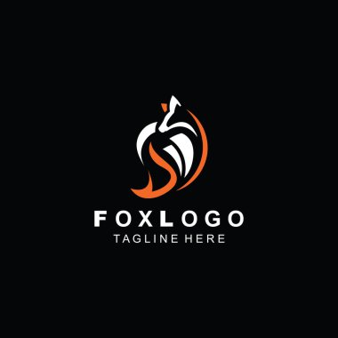 Fox logo tasarımı basit ve minimalist şablon. soyut hayvan Tilki kuyruğu çizimi