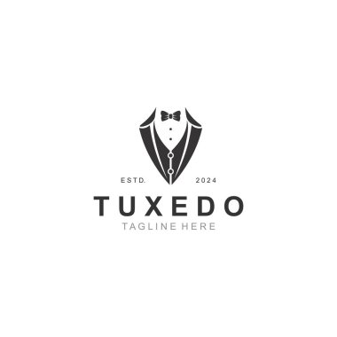 Tuxedo Suit Gentleman logo Fashion Tailor Clothes Vintage Classic design  clipart