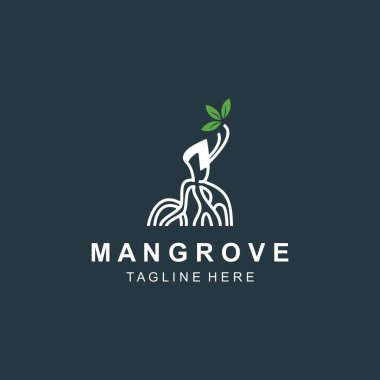 Mangrove ağaç logosu doğa tasarımı Soyut Minimalist İşaret Sembol Ortamı şablonu