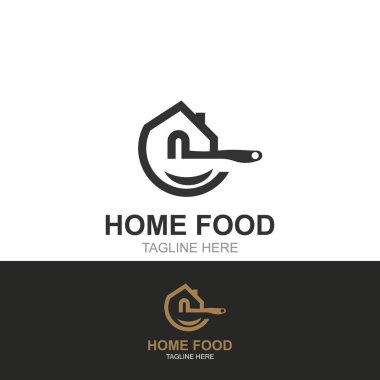 Ev Gıda Yaratıcı logo fikri. Ev yemeği, ev yemeği logoti şablonu
