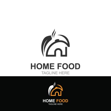 Ev Gıda Yaratıcı logo fikri. Ev yemeği, ev yemeği logoti şablonu