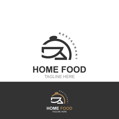 Ev Gıda Yaratıcı logo fikri. Ev yemeği, ev yemeği logoti şablonu