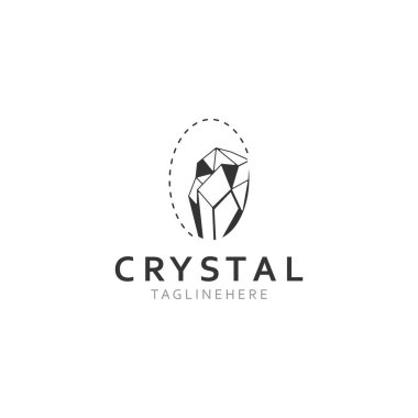 Kristal Mücevher Logo Tasarım Şablonu. Lüks Moda Mücevher Konsepti