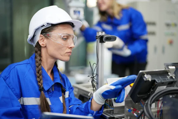 stock image Industrial factory employee working in metal manufacturing industry