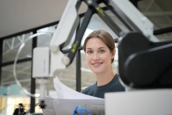 stock image Industrial factory employee working in metal manufacturing industry