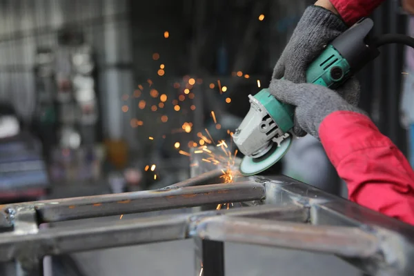 worker Metal shop welding girding in progress
