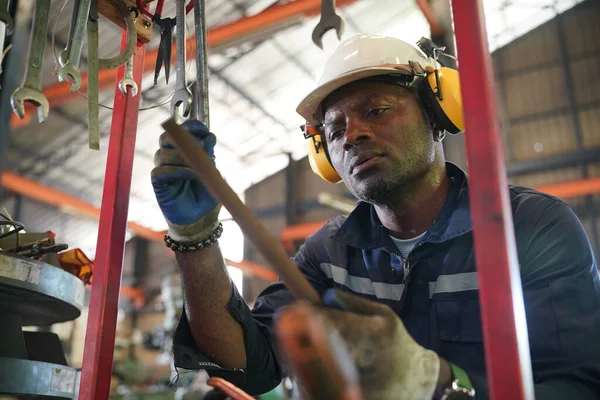 stock image worker technician working on the plant