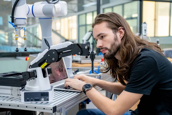 stock image Industrial factory employee working in metal manufacturing industry