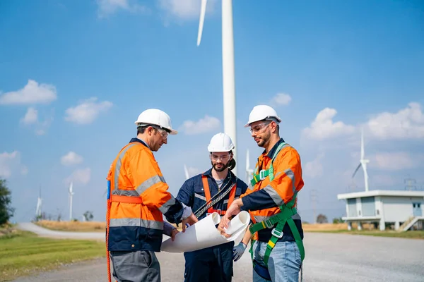 Onderhoud Van Windturbinewerktuigkundige Plan Voor Inspectie Bouwplaats Duurzame Elektriciteitsopwekking — Stockfoto