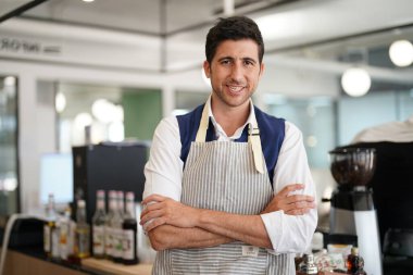Modern küçük işletme, başlangıç. İş yerindeki kafenin sahibi.