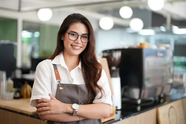 Cafe or coffee shop barista, entrepreneur and female small business owner