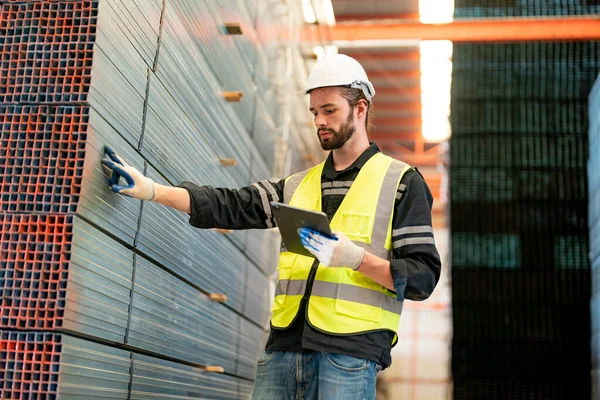 stock image worker, foreman working at construction or architecture site