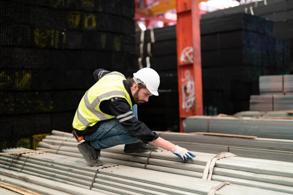 stock image worker, foreman working at construction or architecture site