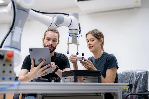 stock image Industrial factory employees working in metal manufacturing industry