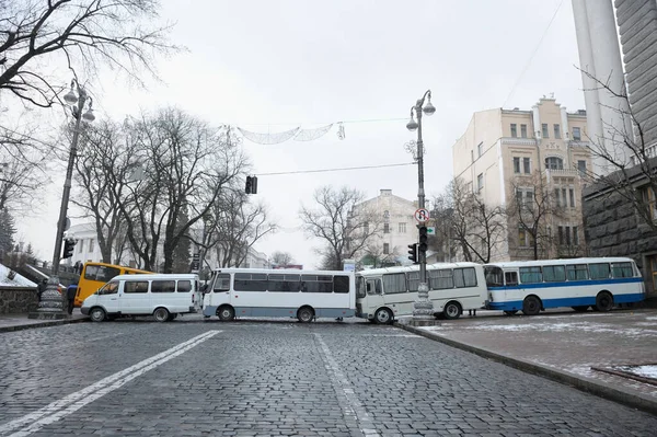 Ґрушевський Заблокований Поліцією Допомогою Автобусів Революція Гідності Грудня 2013 Київ — стокове фото
